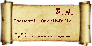 Pacurariu Archibáld névjegykártya
